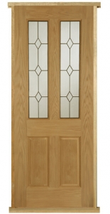 Edwardian Diamond Prehung Solid Oak External Door